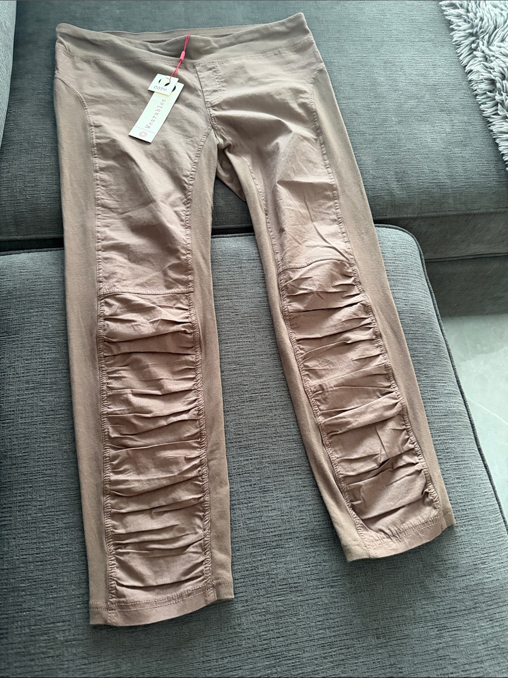 Ruched Front Tan Jeggings for Women - Lightweight Stretch